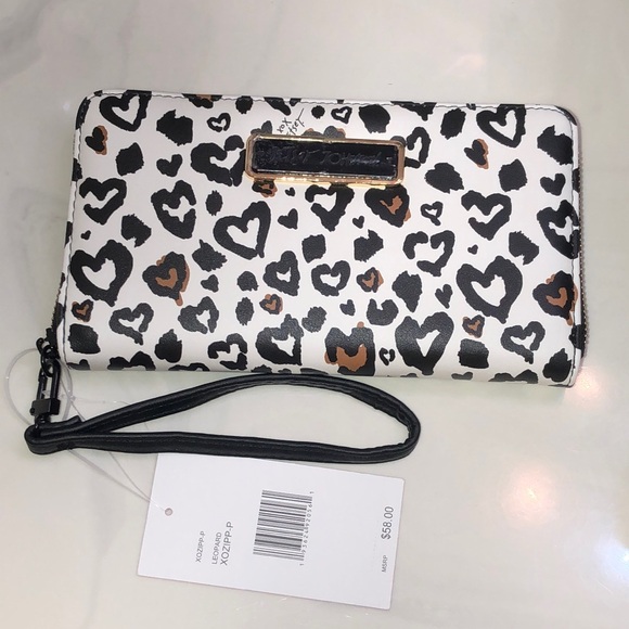Betsey Johnson Leopard Heart Print White Faux Leather ZA Continental Wallet NWT - Picture 16 of 16